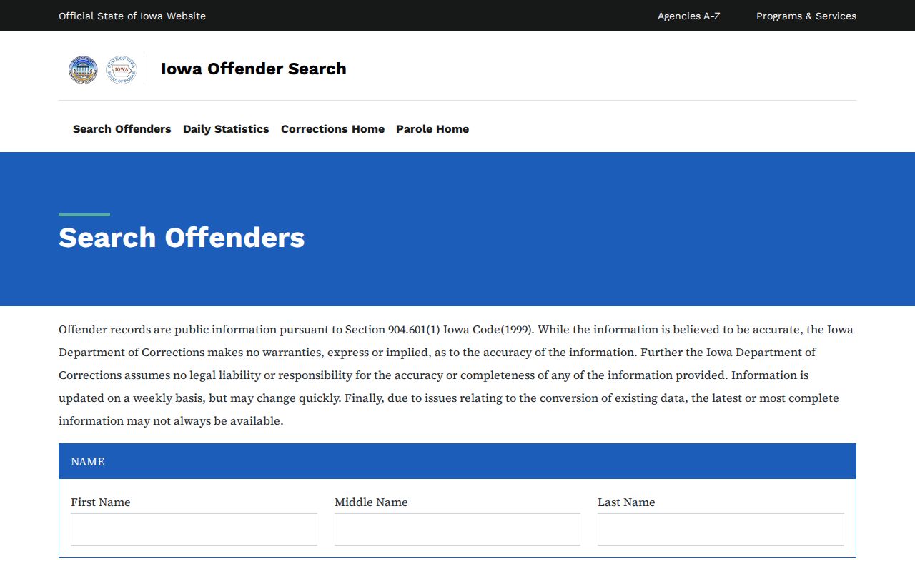 Davis County Iowa IDOC offender record and photo search