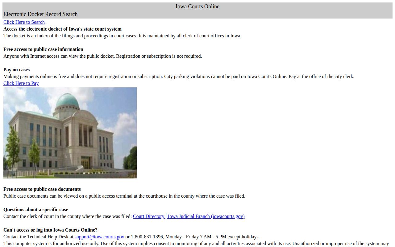 Davis County arrest case and disposition search in Iowa Courts Online