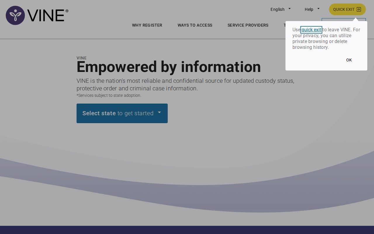 Davis County custody status and release alerts through VINELink